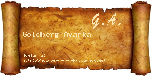 Goldberg Avarka névjegykártya